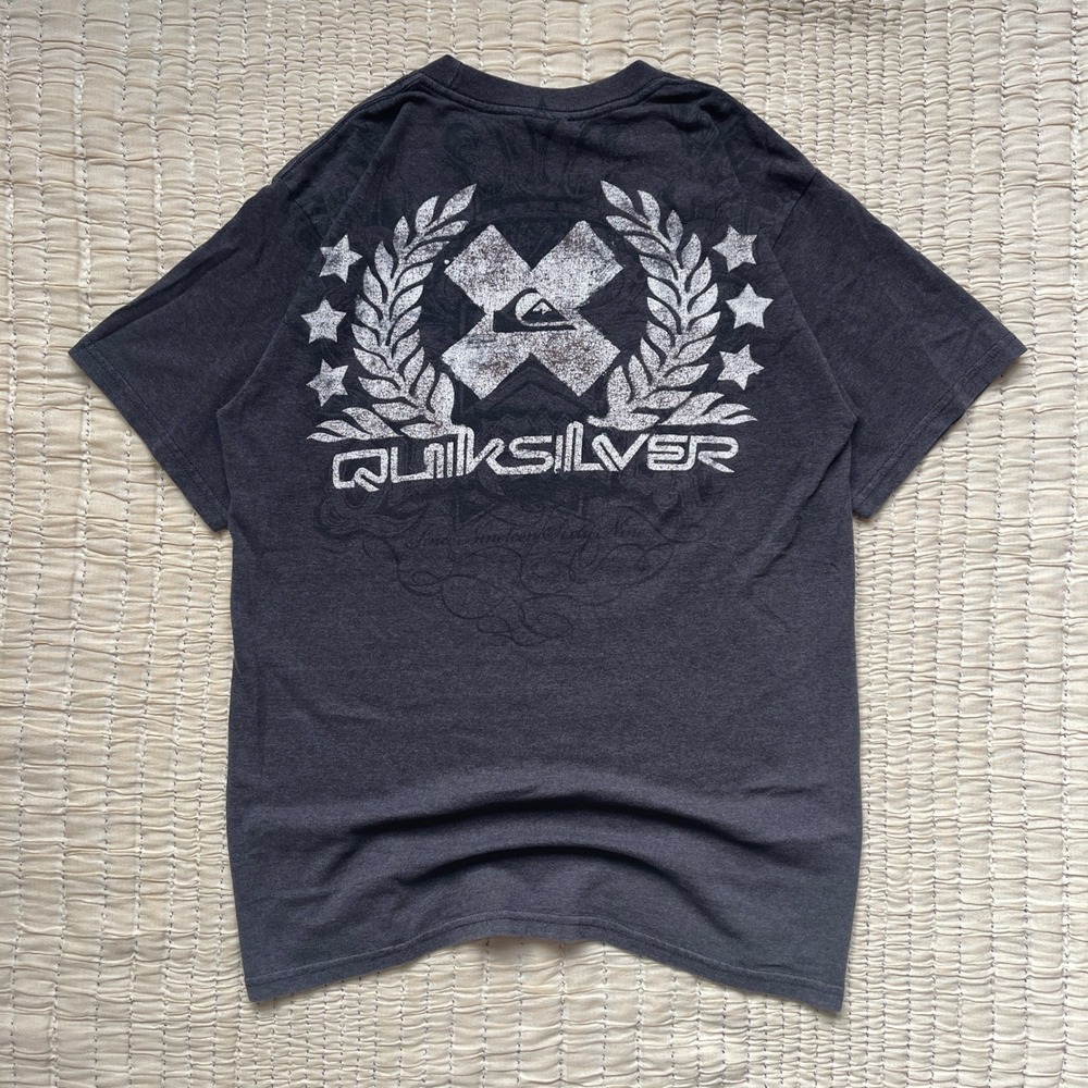 Quiksilver Mens Graphic T-Shirt Charcoal Gray Heather Logo Surf Skate Tee